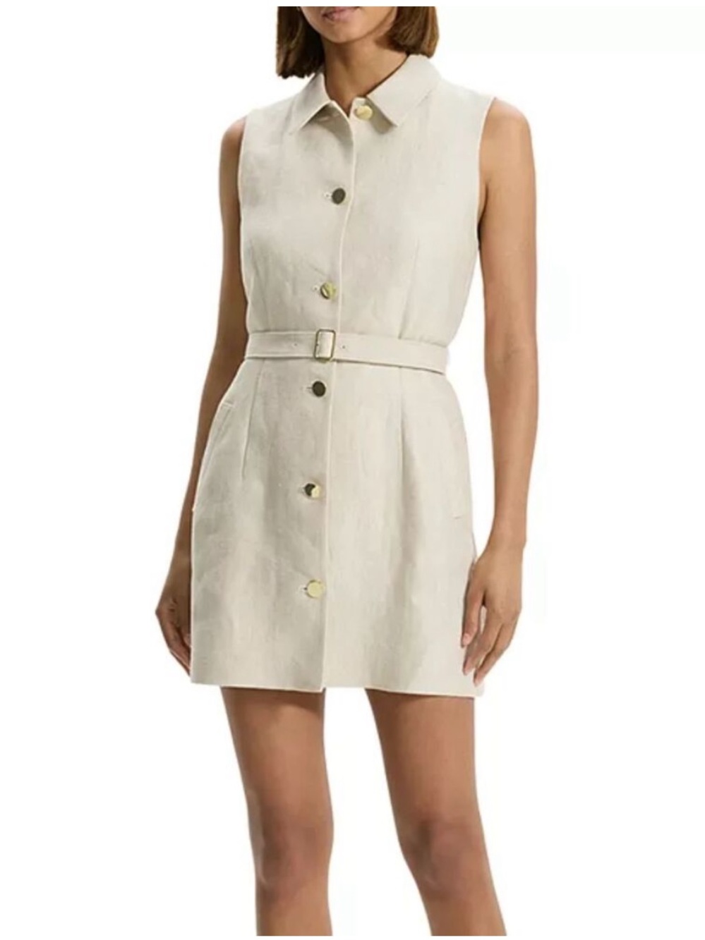 Theory Women's Natural Tan Belted Military Dress Size 00